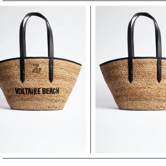 Zadig & Voltaire Initiale Woven Jute Tote FLAWED - Picture 2 of 14